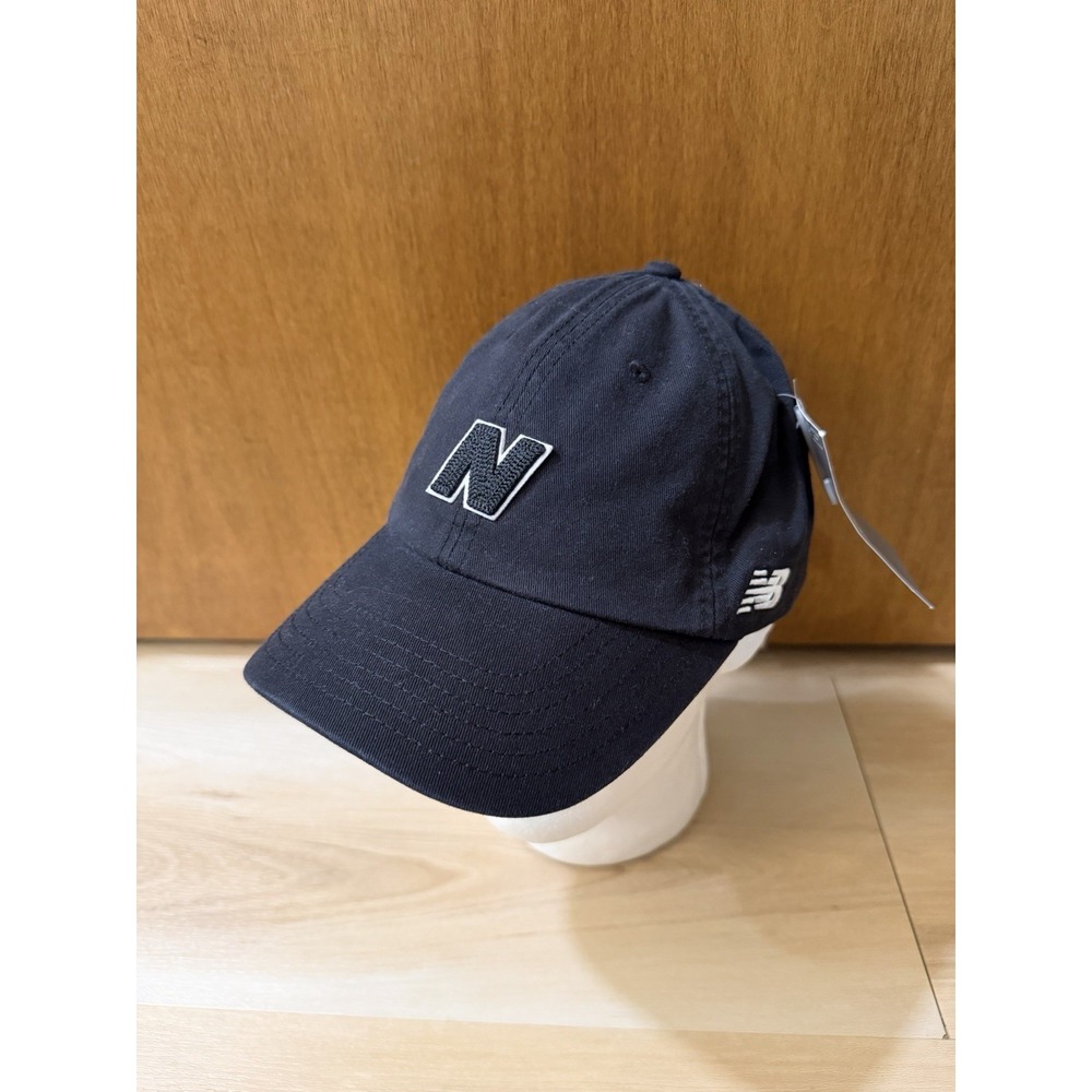 NWT New Balance N Logo Dad Hat Adjustable Strapback Cap Black Cotton Strap
